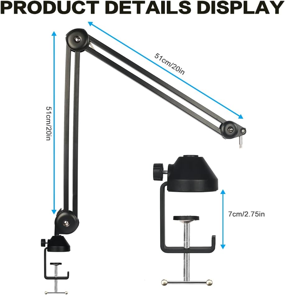 BOMGE heavy duty gaming Mic Boom Arm,Adjustable Studio Microphone Stand Arm for Blue Snowball, Blue Snowball ICE, Blue Yeti,Radio Broadcasting and Gaming