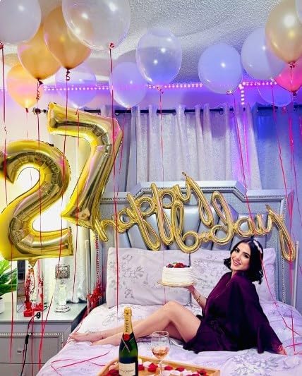 Gold Number 7 Birthday Balloon 40 Inch, Digital Balloons for 7 17 27 70 73 77 Party Celebration Decorations Supplies, Mylar Foil Numbers Balloon for Seven Wedding Anniversary