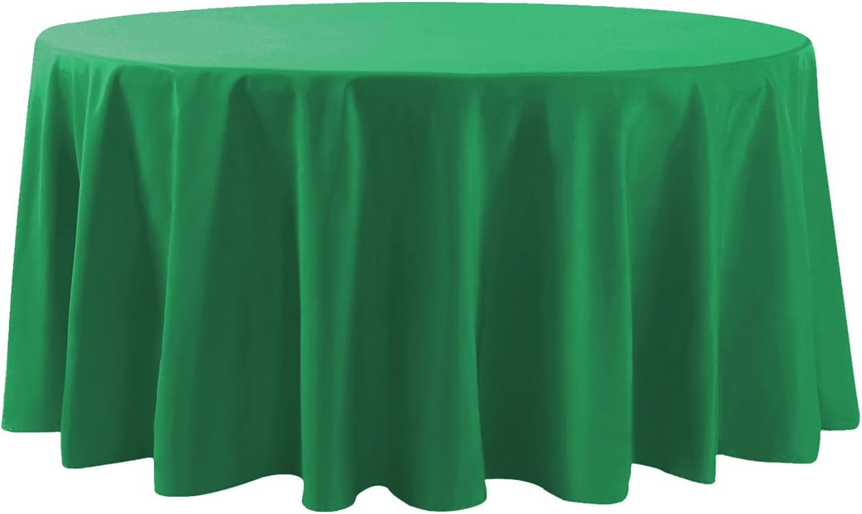 108 inch Round Tablecloth Washable Polyester Table Cloth Decorative Table Cover for Wedding Party Dining Banquet（108 inch,Emerald）