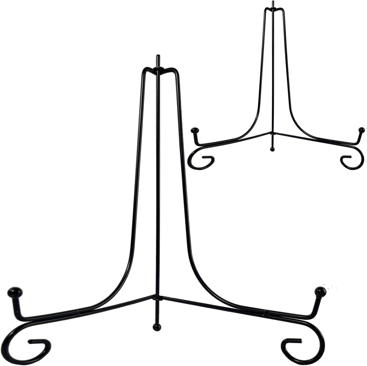 2PCS Premium Black Iron Plate Stands for Display 12 Inch, Decorative Solid Metal Plate Holders for Displaying, Mini Easel, Frame, Book, Card, Plaque, Bowl, Picture Stands for Display