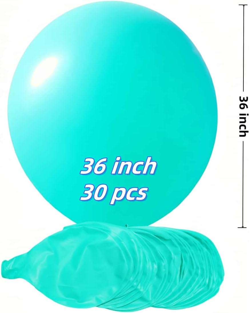 30 Pack Teal Balloons 36 inch Turquoise Latex Giant Balloons for Party Decorations and Events