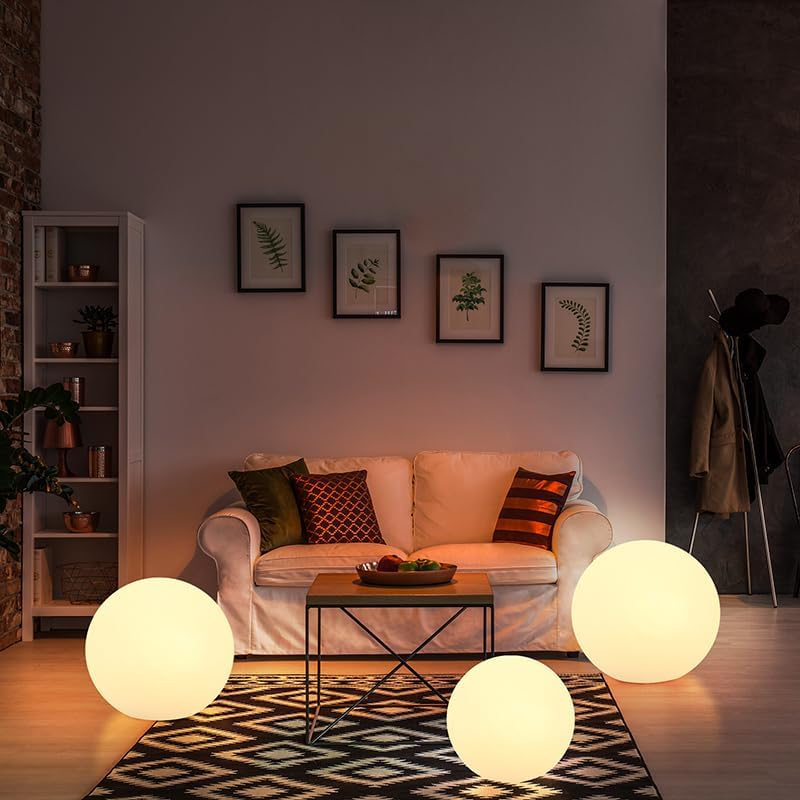 Globe Floor Lamp, 14-inch LED Ball Light with Remote,16 RGB Color Dimmable Rechargeable Nursery Globe Lamp, Waterproof Glowing Orb Light for Indoor Outdoor Lighting Decors