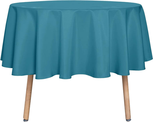 sancua Round Tablecloth - 48 Inch - Water Resistant Spill Proof Washable Polyester Table Cloth Decorative Fabric Table Cover for Dining Tables, Buffet Parties and Camping, Teal