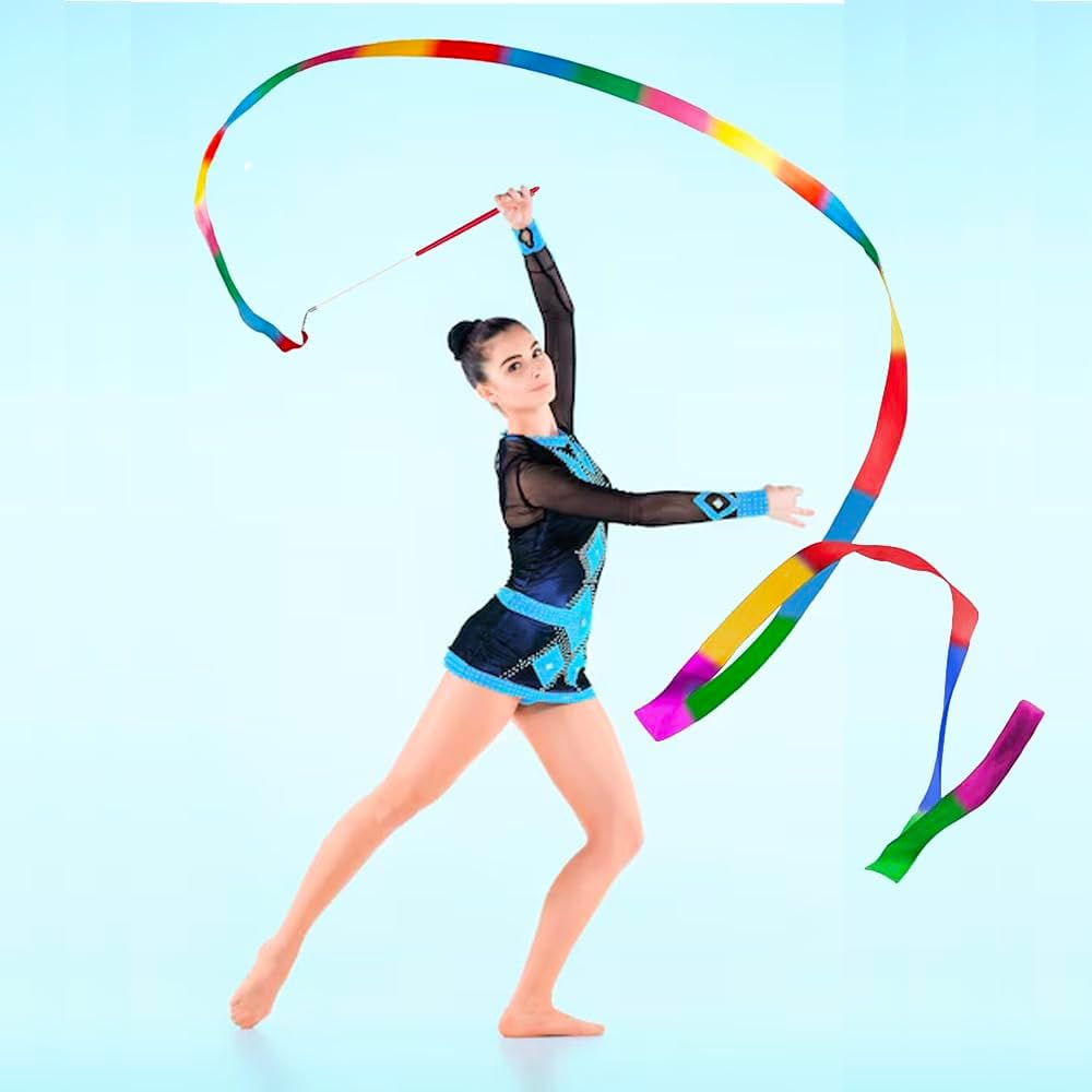 20Pack Rainbow Ribbon Streamers, Dance Ribbon Streamers Wands for Kids Party Supplies Goodie Bag Stuffers, Gymnastics Twirling Ribbon Stick Dance Streamers Party Favors for Kids Adults