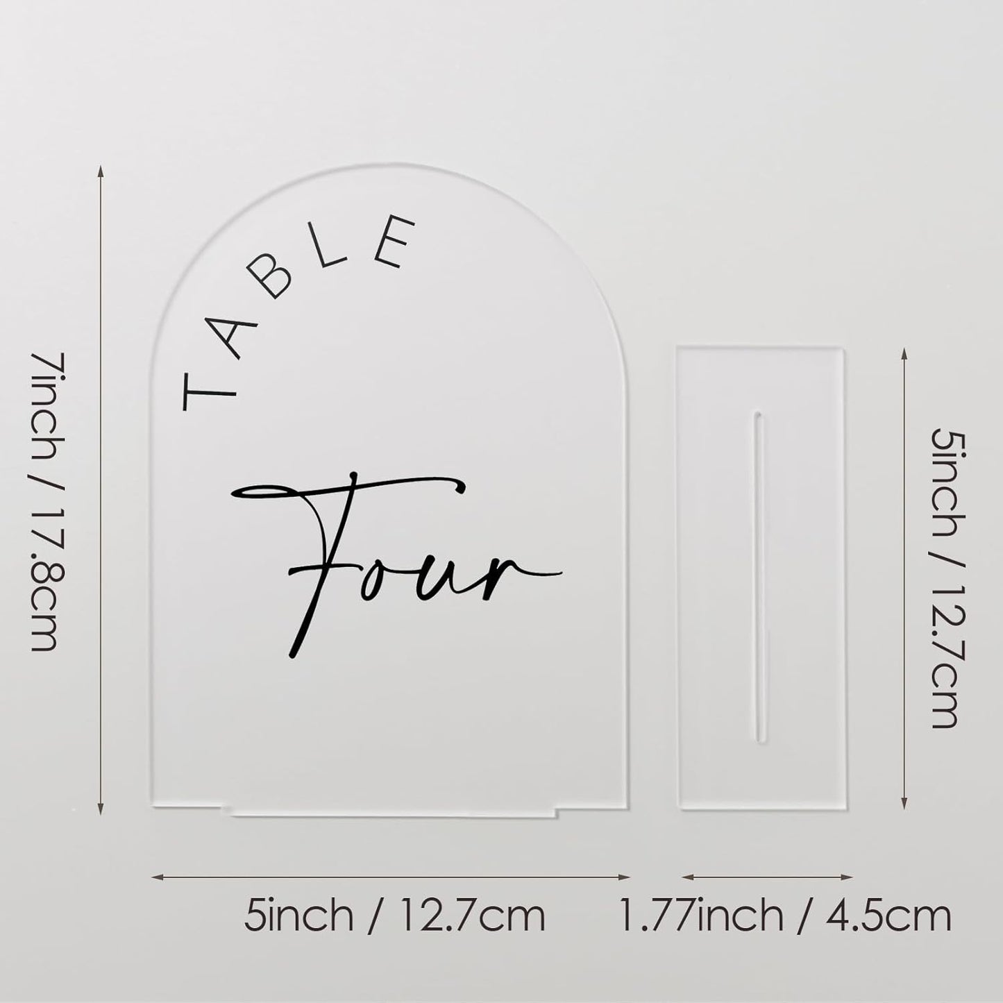 JINMURY Frosted Arch Wedding Table Numbers 1-10 with Stands, 5x7 Inch Frosted Arch Acrylic Sign with Black Letters, Arched Acrylic Table Numbers for Wedding Reception