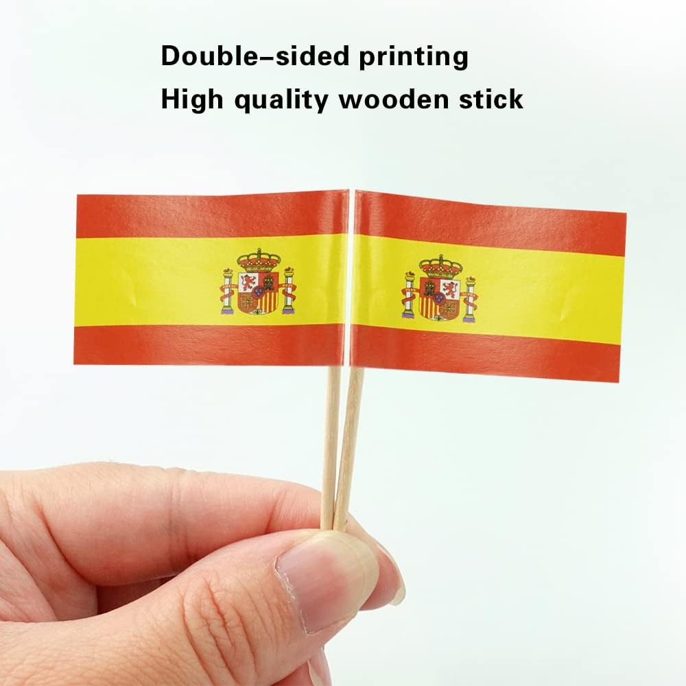 Spain Flag Spanish Flag, Small Mini Spain Toothpick Flags for Food, Cupcakes, Cocktails, Appetizers, Bar Party Decorations