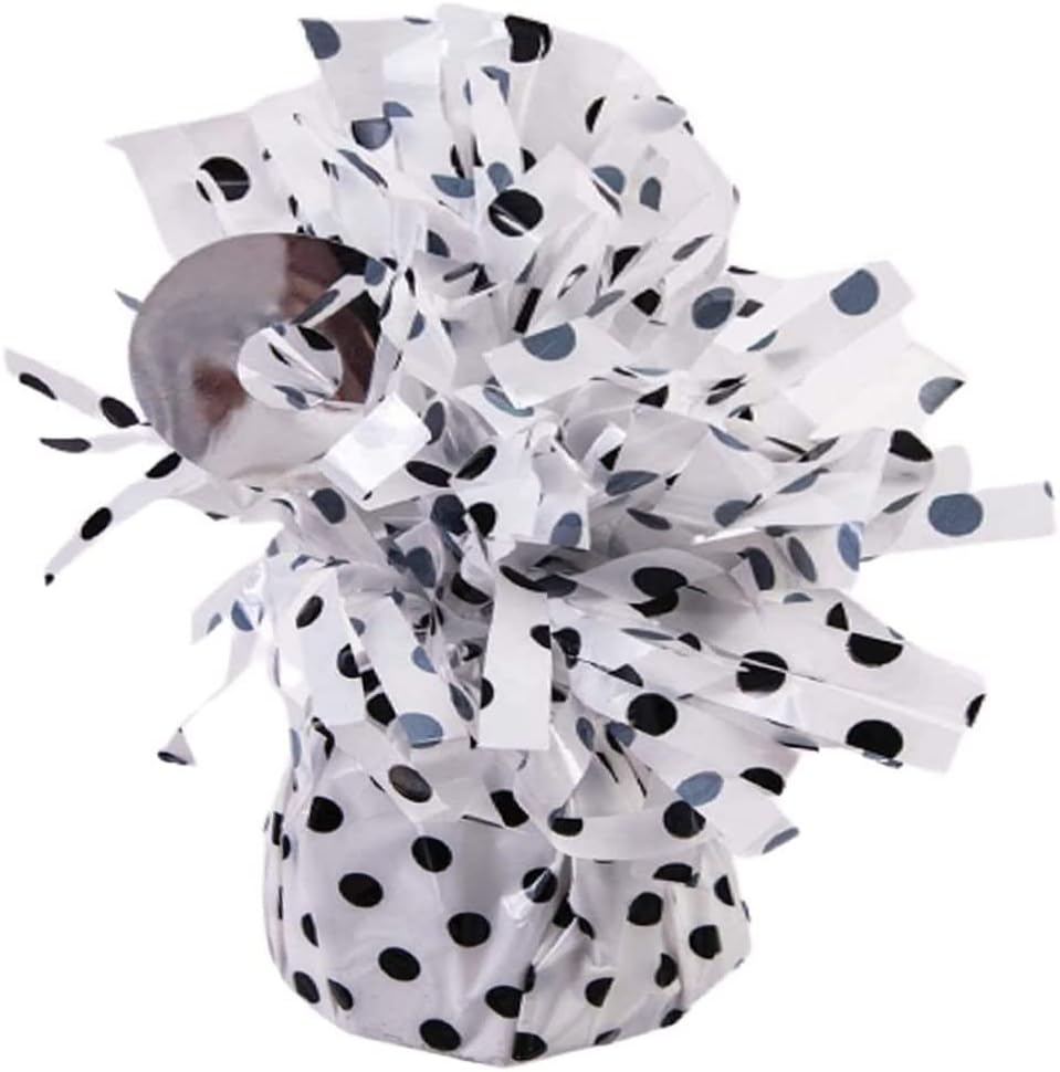 PMU Polka Dot Kisses Balloon Weights - Decorative Balloon Weight for Christmas, Thanksgiving, Birthday, Party Favors, Wedding & Baby Shower - 6oz. White With Black, Pkg/1