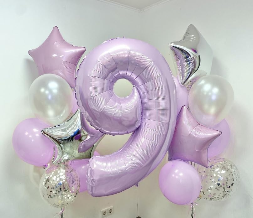 30th Birthday Balloons Pastel Purple for Women, 40 Inch Giant Dusty Light Purple Mylar Foil Number 30 Balloons Kit, Lilac Helium 30 Balloons for Thirty Anniversary New Year Party Decorations Supplies