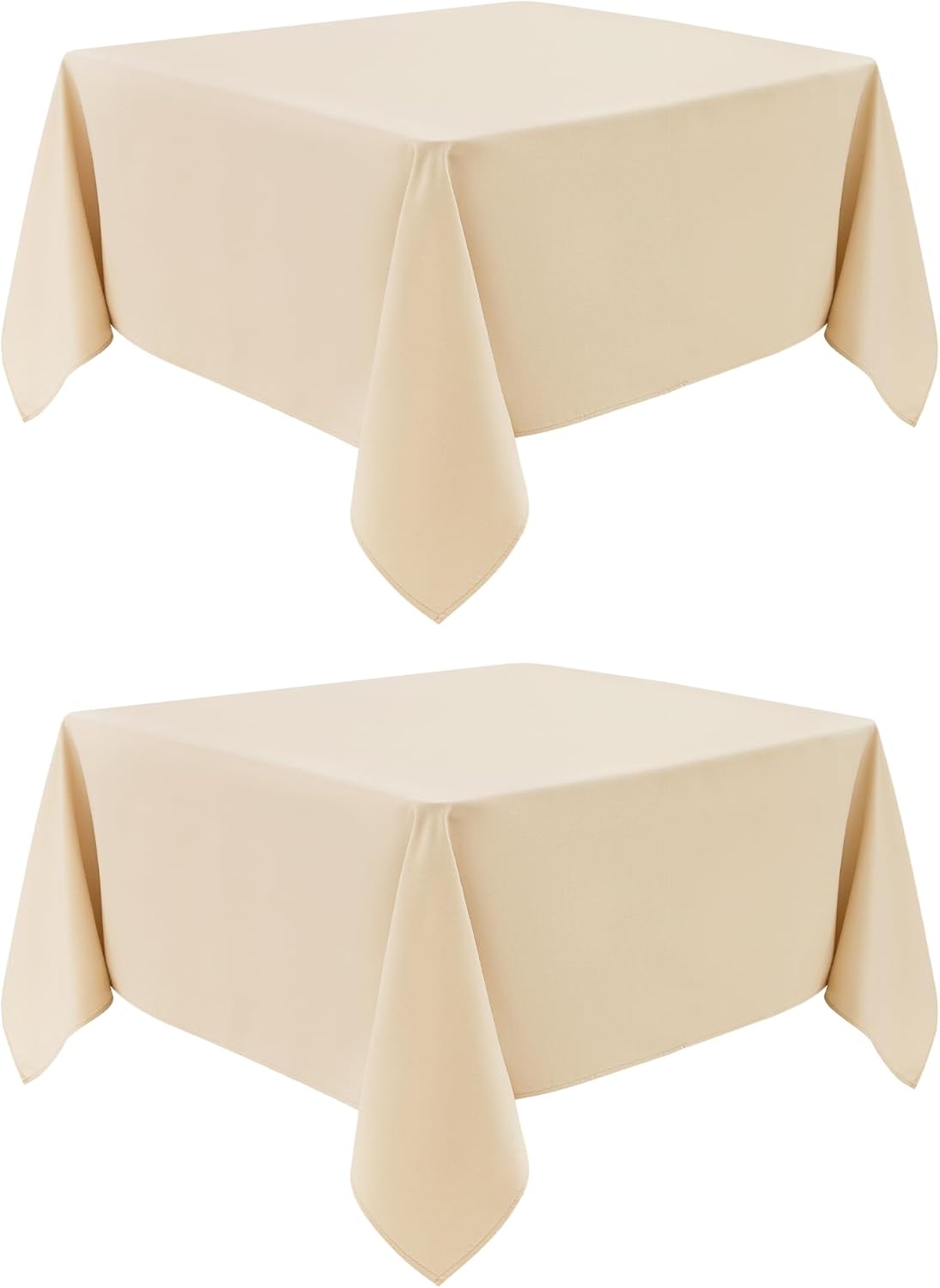 2 Pack Square Table Cloth 52X52 Inch Beige Washable Fabric Tablecloth Polyester Solid Dining Table Cover for Birthday Party Dinner Holiday Outdoor Indoor