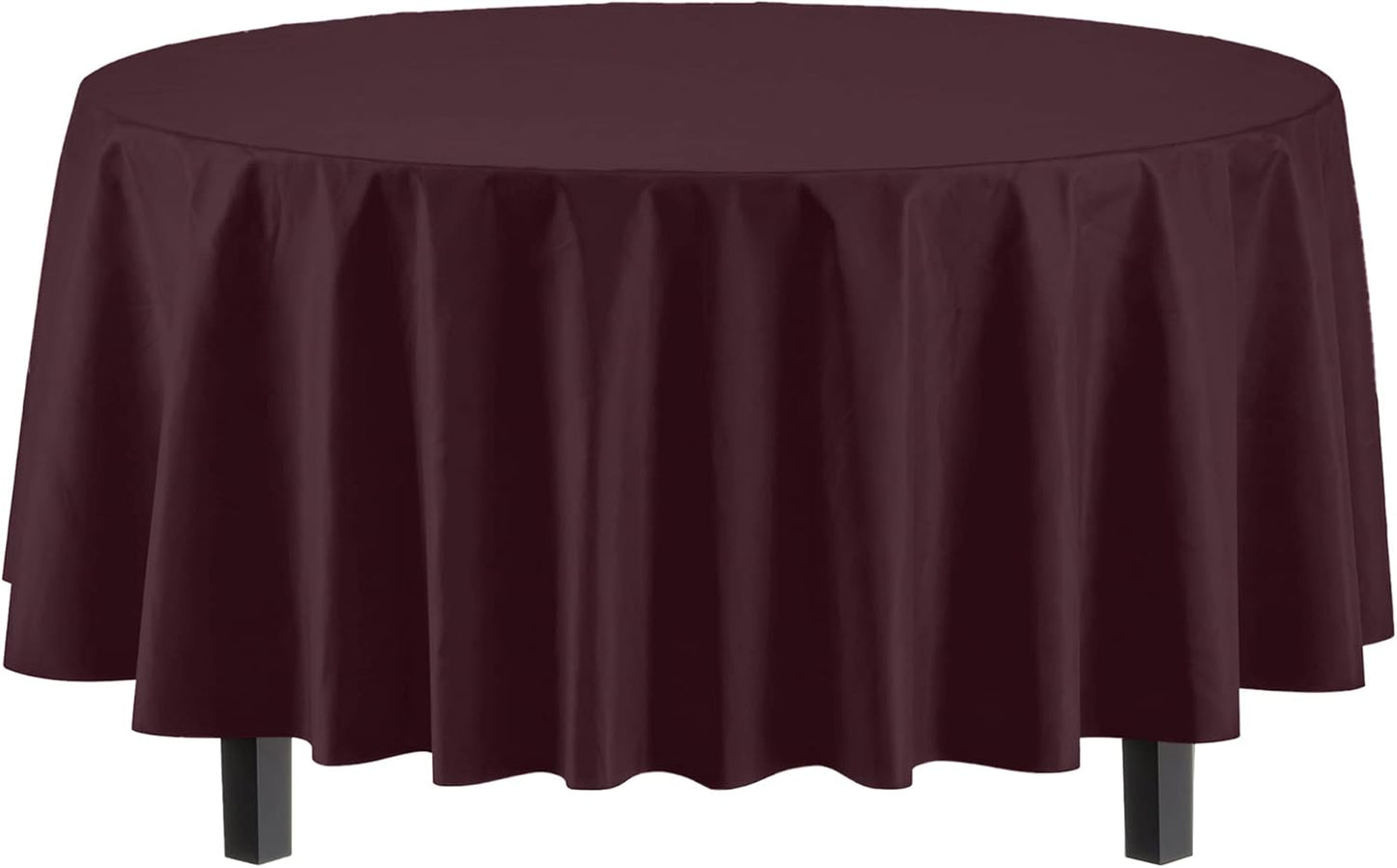 Exquisite 12-Pack Premium Plastic 84-Inch Round Tablecloth - Brown