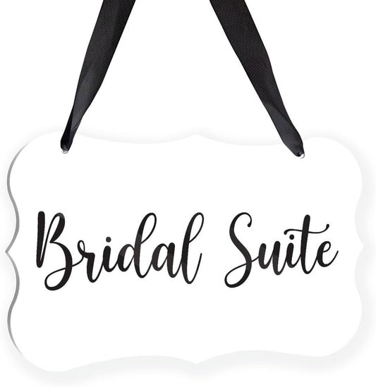 Acrylic Wedding Sign, Ring Bearer Sign, Bridal Suite Decorations, for Rustic Wedding Decor Signs, Acrylic Hanging Signs With Ribbon for Chairs Weddings Reception Decorations and Event Party (White)