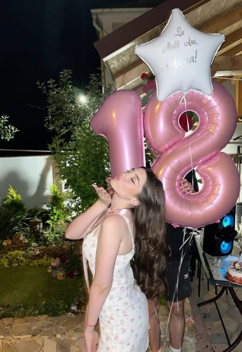 Pearlescent Pink Foil Number 8 Balloon 40 Inch, Helium Mylar Eight Number 8 18 28 38 48 58 80 88 Birthday Balloons, 8th Pearl Pink Women Men Wedding Anniversary, Graduations Party Supplies