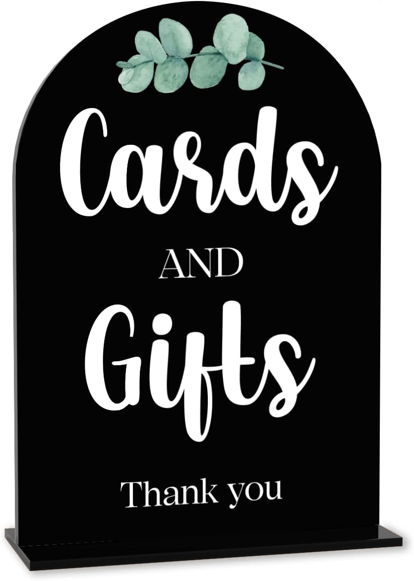 Black Cards and Gifts Sign for Wedding, Wedding Engagement Bridal Shower Baby Shower Decor for Reception Reception Party, Weddings Table Acrylic Sign