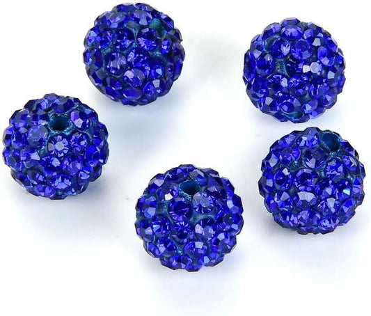 50pcs Adabele Grade A Suncatcher Crystal Rhinestone Pave Loose Beads 8mm Sapphire Blue Polymer Clay Disco Ball Spacers Compatible with Shamballa All Craft Jewelry Making DB8-13
