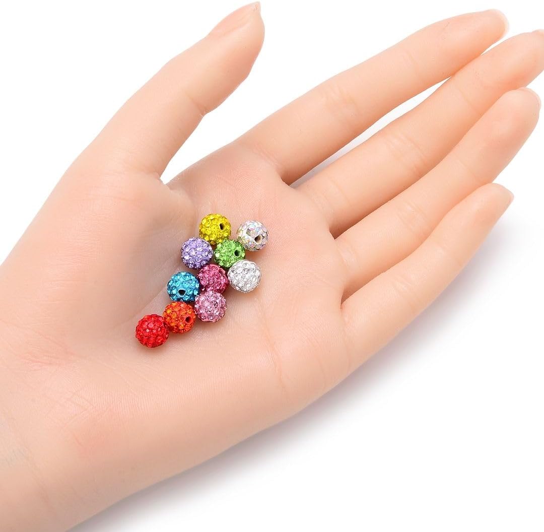 25pcs Adabele Grade A Suncatcher Crystal Rhinestone Pave Loose Beads 8mm Light Siam Red Polymer Clay Disco Ball Spacers Compatible with Shamballa All Craft Jewelry Making DB8-6