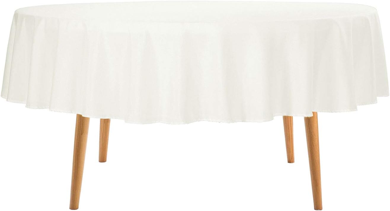 Ascoza 12pack 70 Inch Ivory Round Tablecloth in Polyester Fabric for Wedding/Banquet/Restaurant/Parties