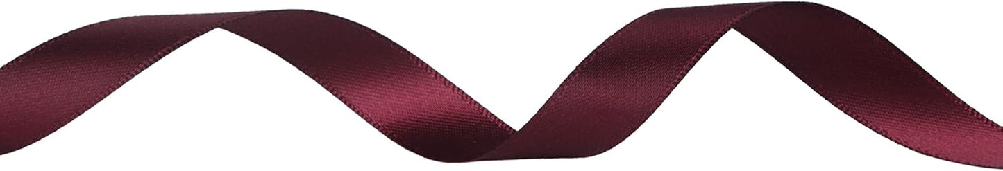 Ribbli Double Faced Burgundy Satin Ribbon,1/2” x Continuous 25 Yards,Use for Bows Bouquet,Gift Wrapping,Floral Arrangement