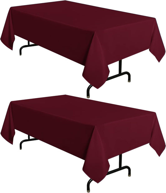 sancua 2 Pack Burgundy Tablecloth 54 x 78 Inch, Rectangle 4 Feet Table Cloth - Stain and Wrinkle Resistant Washable Polyester Table Cover for Dining Tables, Buffet Parties and Camping