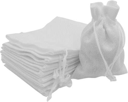 20pcs Burlap Bags with Drawstring, 5.9 x 7.5 inch White Linen Gift Bags Jewelry Pouches Sacks for Christmas Wedding Favors, Party, DIY Craft