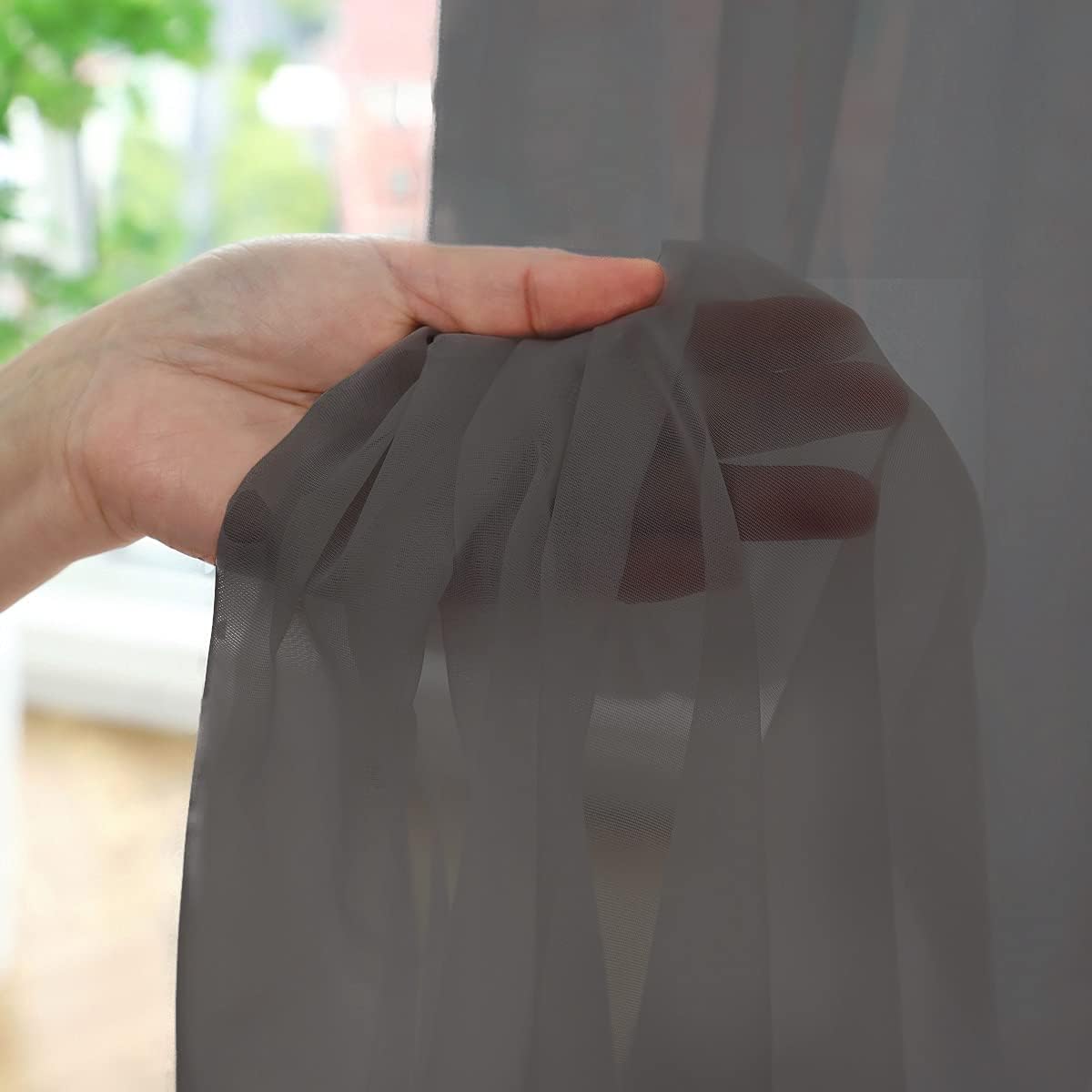 Window Dark Gray Sheer Curtains 84 Inches Long 2 Panels Sheer Curtain Basic Rod Pocket Panel for Bedroom Children Living Room Yard Kitchen (Dark Gray, 52" W x 84" L | 2 pcs)