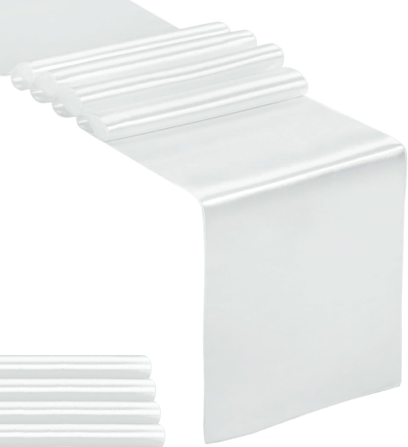 5-Pack Satin Table Runner Silver 12 x 108 inches Long, Table Runners for Wedding, Birthday Parties, Banquets Decorations（5 Pack, 12x108 Inch, Silver）