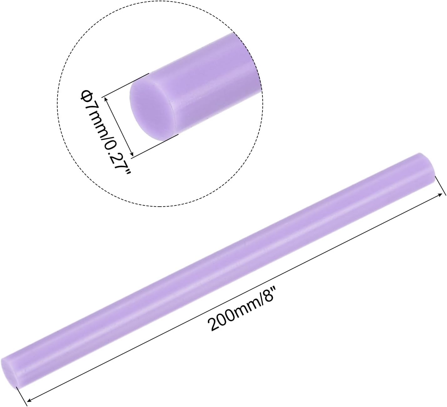 uxcell 20pcs Hot Glue Sticks for Glue Gun 7mm/0.27-inch x 8-inch Mini Hot Melt Adhesive Glue Stick Light Purple