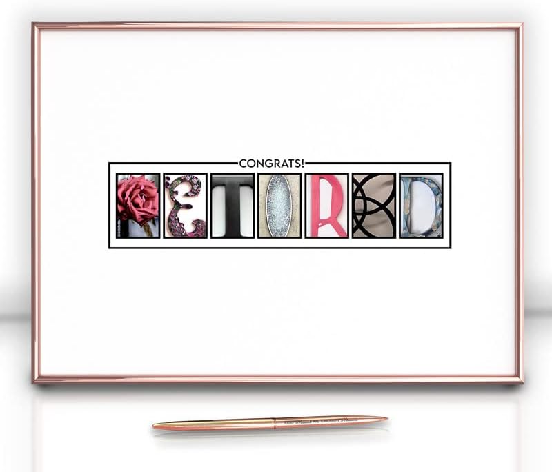 Framed Rose Gold Retirement Decorations Guest Book 12"x16" for Women - Happy Retirement Party Decorations - including Rose Gold Pen & Acrylic Glass - Unique Retired Gift