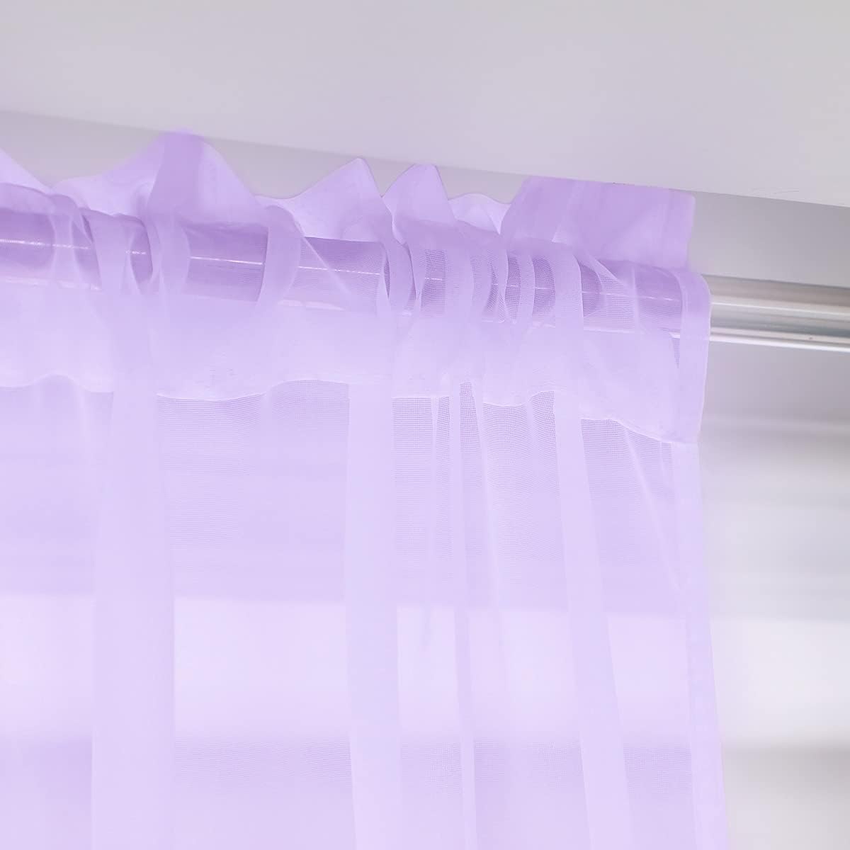 Window Purple Sheer Curtains 95 Inches Long 2 Panels Basic Rod Pocket Panel for Bedroom Children Living Room Yard Kitchen