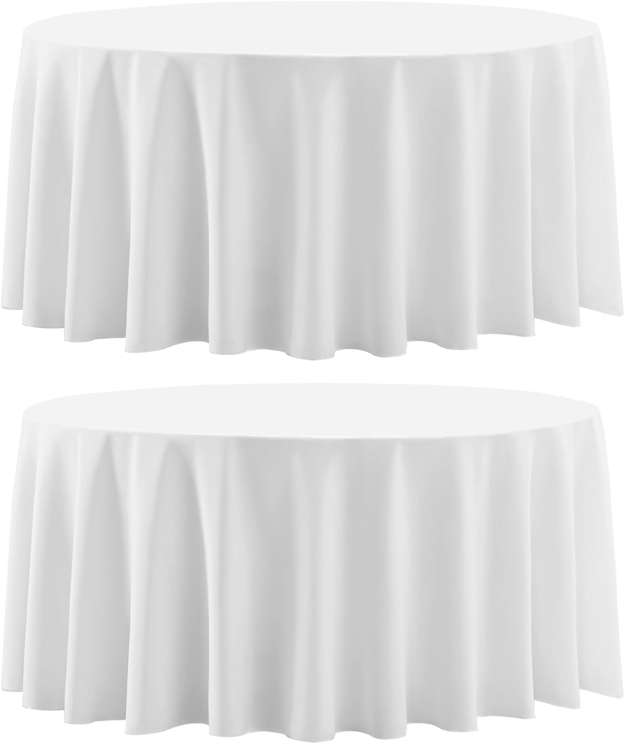 Round Tablecloth 2 Pack 90 Inch White Tablecloths Washable Decorative Linen Polyester Table Clothes Cover for Dining Table Banquets Buffet Parties and Wedding