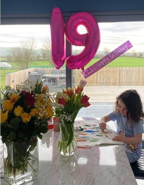 40 Inch Big Hot Pink 9 Balloon Number, Jumbo Giant Happy 9th 19 29 39 49 99 Birthday Party Decorations, Large Nine Mylar Foil Anniversary Birthday Party Engagement Decorations