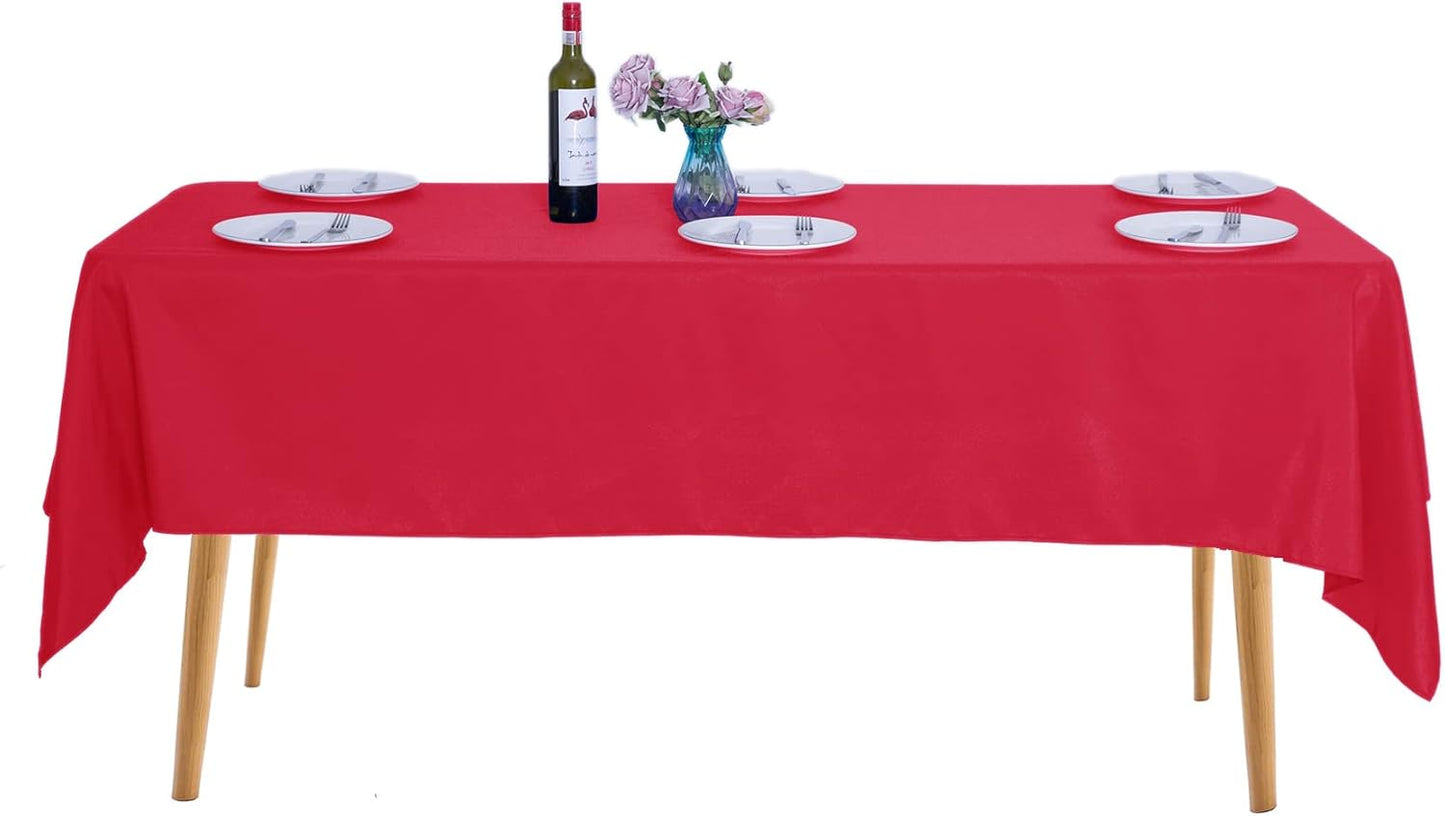 Ascoza 2pack 60x102 Inch Red Rectangular Tablecloth 6 Feet Table Cloth in Polyester Fabric for Wedding/Banquet/Restaurant/Parties