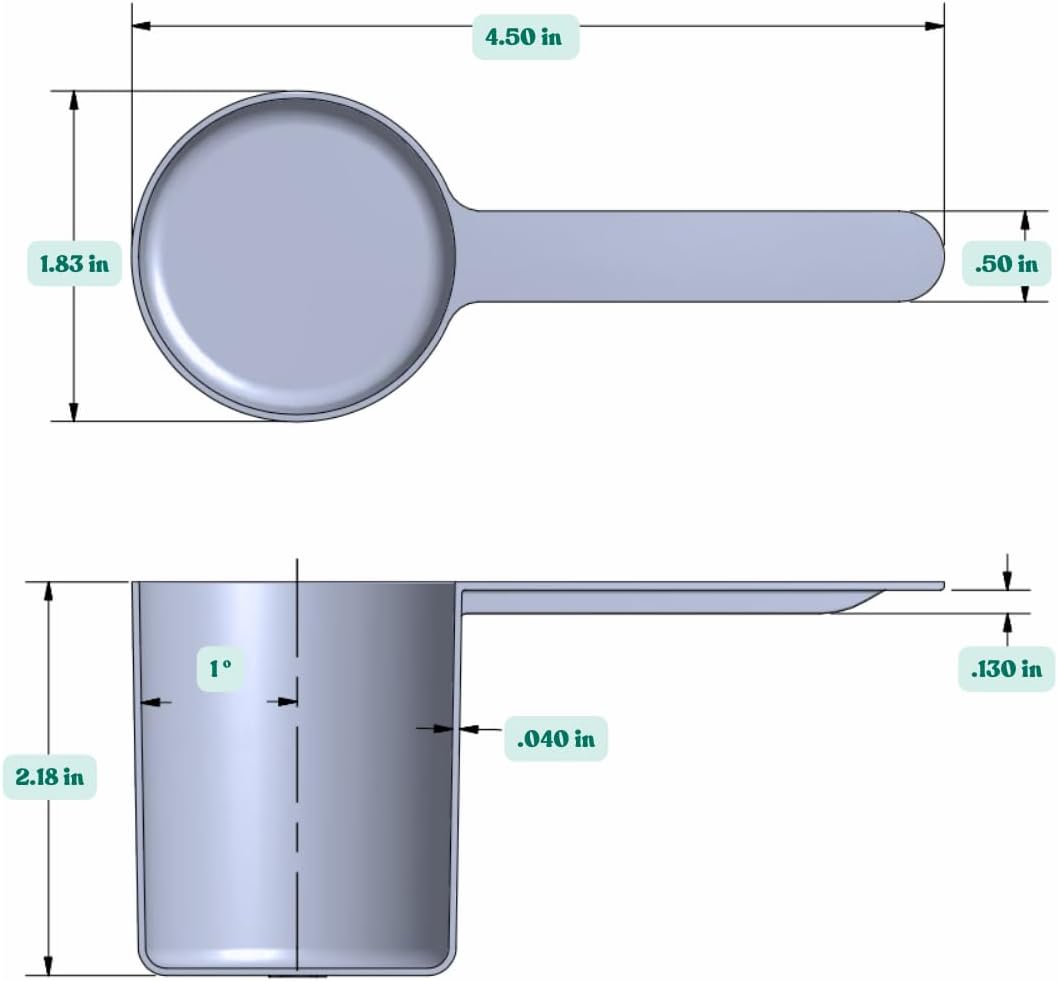1/3 Cup (80 mL | 2.7 Oz.) Long Handle Scoop for Measuring Coffee, Pet Food, Grains, Protein, Spices and Other Dry Goods (Pack of 5)