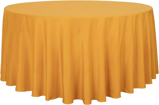 sancua Round Tablecloth - 120 Inch - Water Resistant Spill Proof Washable Polyester Table Cloth Decorative Fabric Table Cover for Dining Tables, Buffet Parties and Camping, Gold