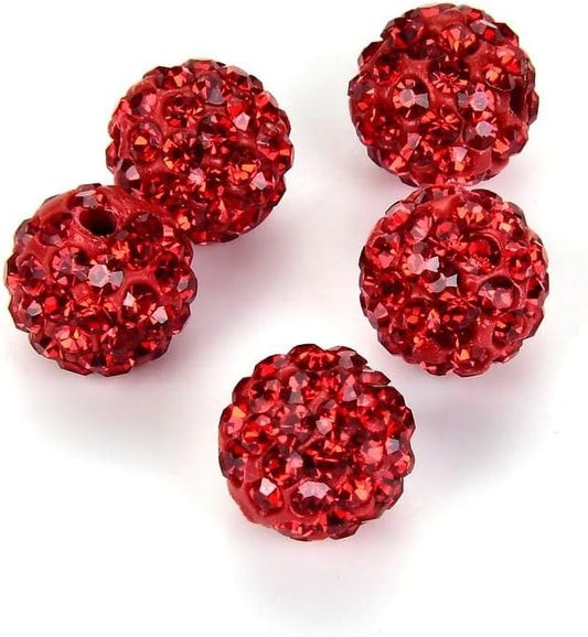 50pcs Adabele Grade A Suncatcher Crystal Rhinestone Pave Loose Beads 12mm Light Siam Red Polymer Clay Disco Ball Spacers Compatible with Shamballa All Craft Jewelry Making DB12-6