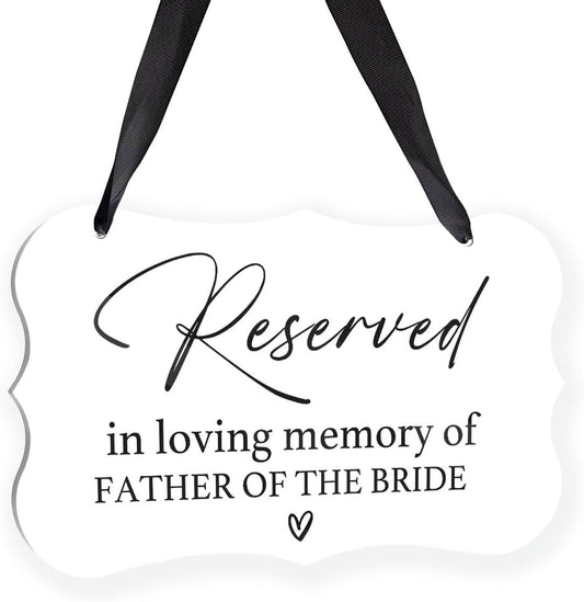 Acrylic Wedding Sign, Ring Bearer Sign, Reserved Seating Signs, for Father of The Bride, Rustic Wedding Decor Signs, Acrylic Wall Art With Ribbon for Chairs Weddings Decor and Event Party (White)