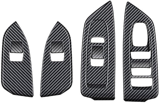 4pcs Carbon Fiber Style Front Rear Doors Window Glass Lift Switch Panel Cover Decorative Sticker Protection Car Interior Accessories for 2025 Subaru Forester KT17