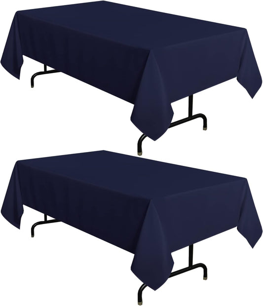 sancua 2 Pack Navy Tablecloth 54 x 78 Inch, Rectangle 4 Feet Table Cloth - Stain and Wrinkle Resistant Washable Polyester Table Cover for Dining Tables, Buffet Parties and Camping