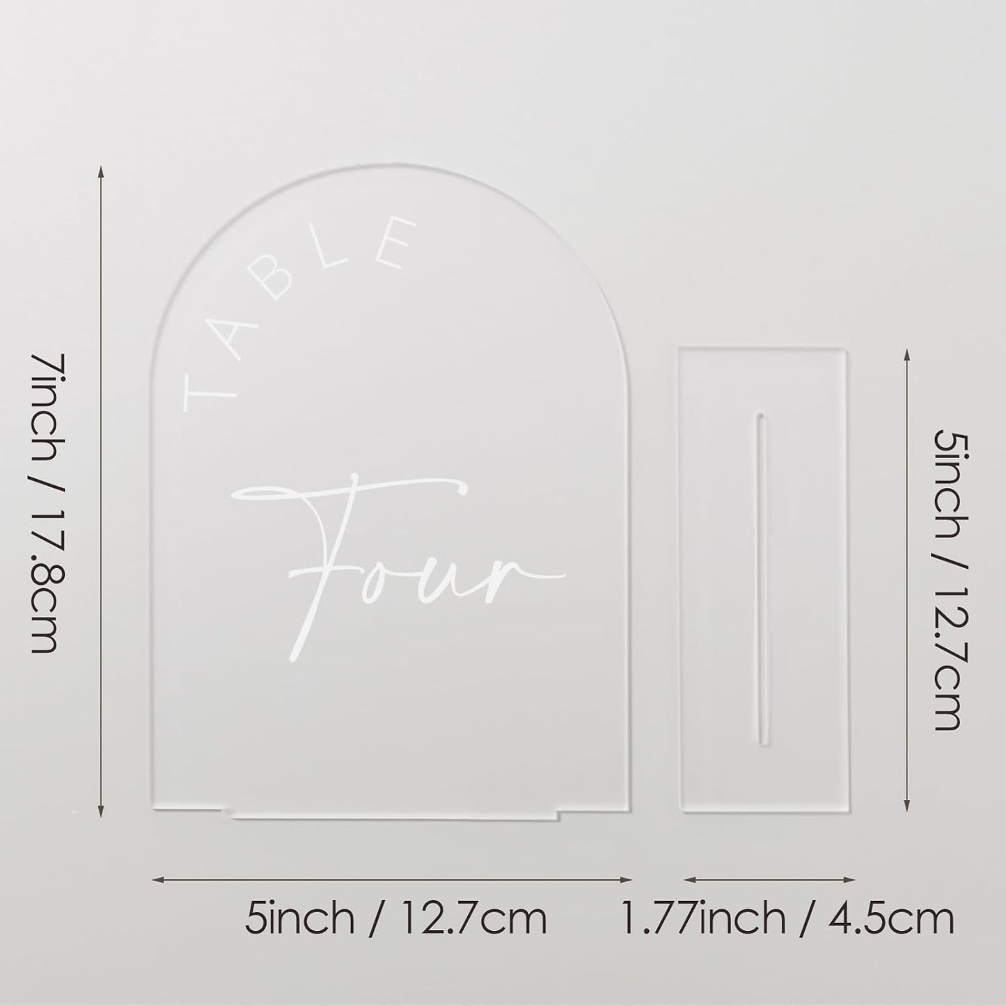 JINMURY Frosted Arch Wedding Table Numbers 1-25 with Stands, 5x7 Inch Frosted Arch Acrylic Sign with White Letters, Arched Acrylic Table Numbers for Wedding Reception
