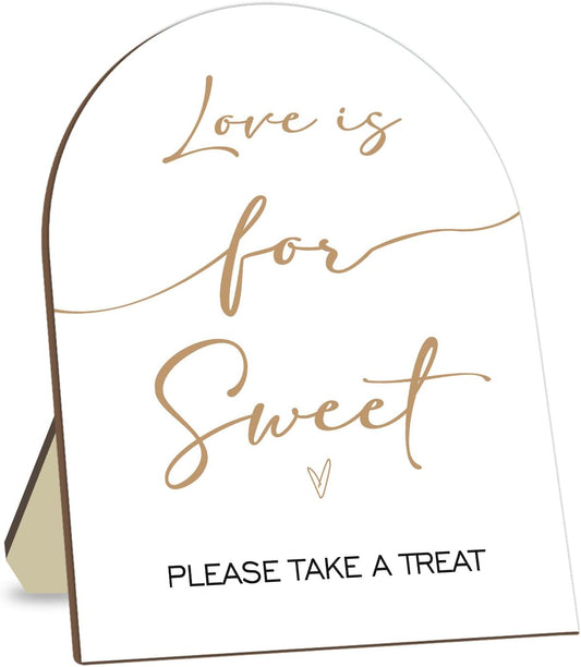 Bridal Shower Decor Supplies, Love is Sweet Please Take A Treat Sign, Love is Sweet Wooden Sign with Stand, Wedding Sign Bridal Shower Favors for Guests, Bridal Shower Party Supplies 9 * 11IN