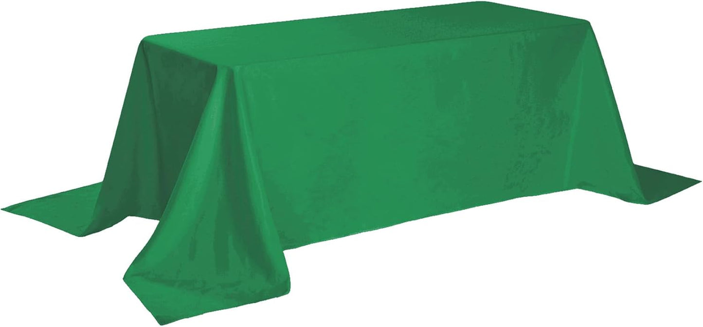 Rectangle Tablecloth 90x132 inch Washable Polyester Fabric Table Cloth for Wedding Party Dining Banquet Decoration（90x132, Emerald）