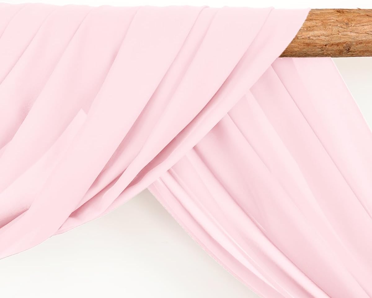 Wedding Arch Draping Fabric 2 Panels 30'' x 18FT Blushing Pink Sheer Chiffon Arch Drapery for Photo Booth Bridal Shower Baby Shower Church Decor Newborn Photography Christening Outdoor Party