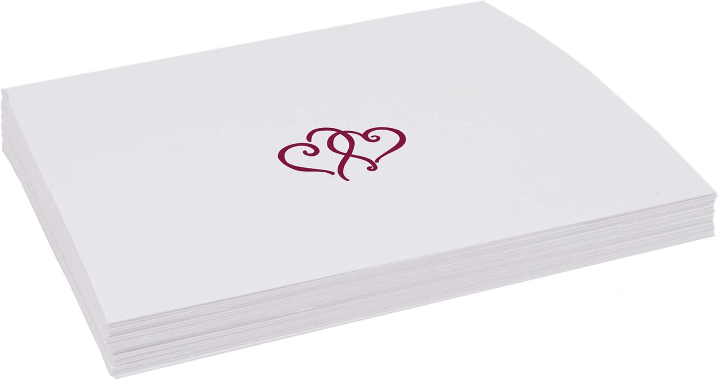 Linked Hearts Place Cards, Burgundy (Choose Color), Set of 150, Pre-cut and Scored - Wedding, Party, Dinner, and Special Events - Made in the USA