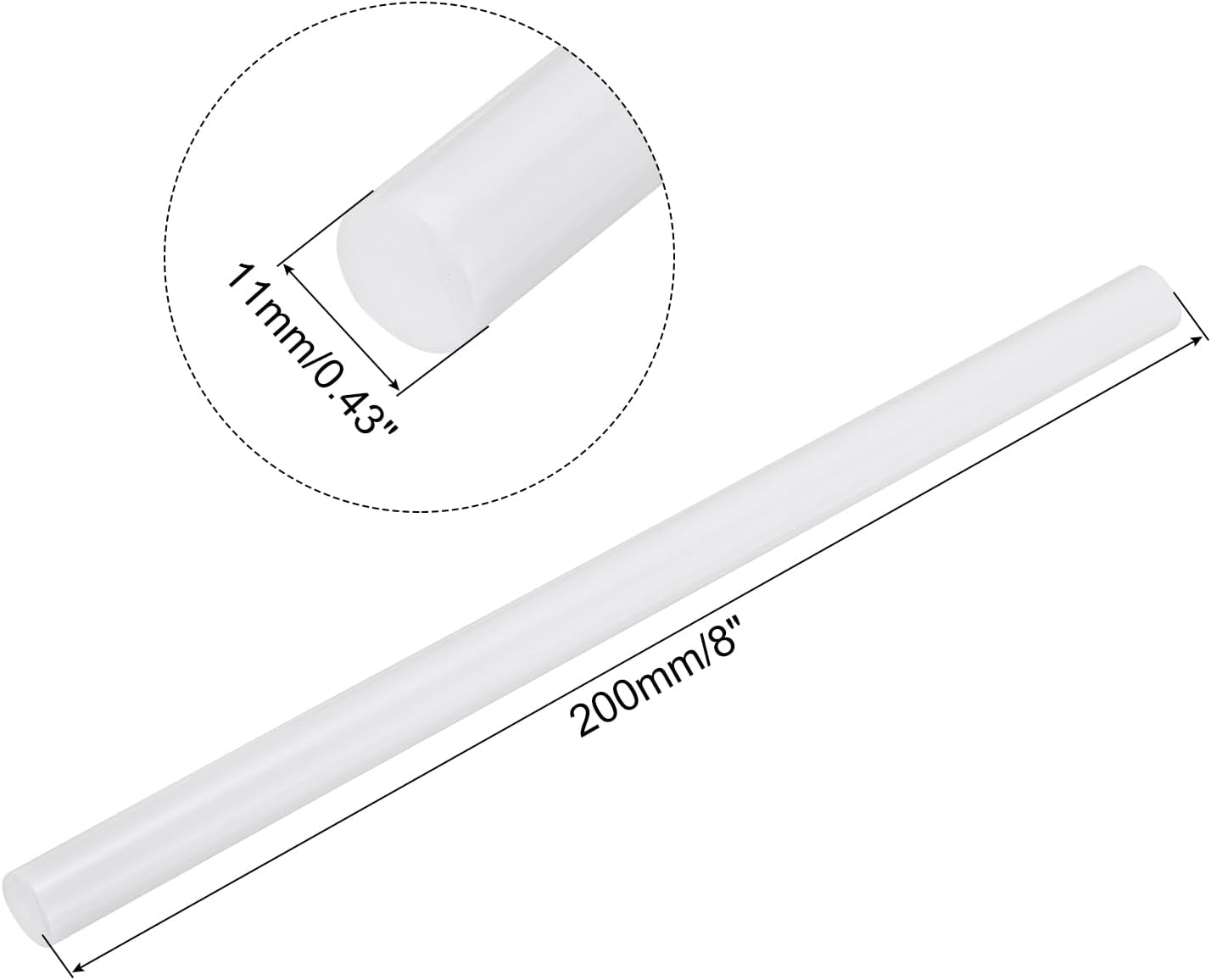 uxcell 20pcs Hot Glue Sticks for Glue Gun 11mm/0.43-inch x 8-inch Mini Hot Melt Adhesive Glue Stick White