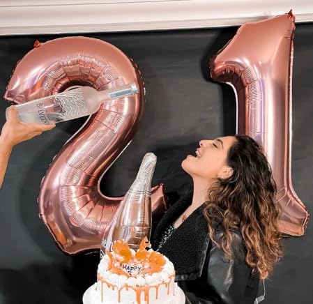 Rose Gold Number 1 Balloon 40 inch, Number 1 Birthday Balloon for Boy Girl, Rose Gold Foil One Balloon for 1st 10 11 12 16 18 Birthday Party, Anniversary Celebration Number Balloons Decorations
