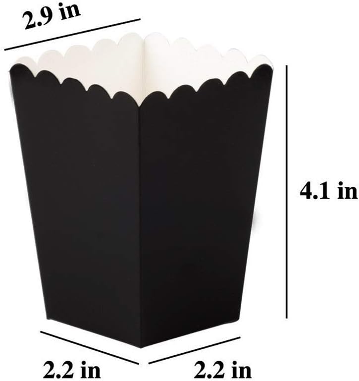 Black Popcorn Boxes Mini Paper Popcorn Box Cardboard Popcorn Container for Party, Pack of 24