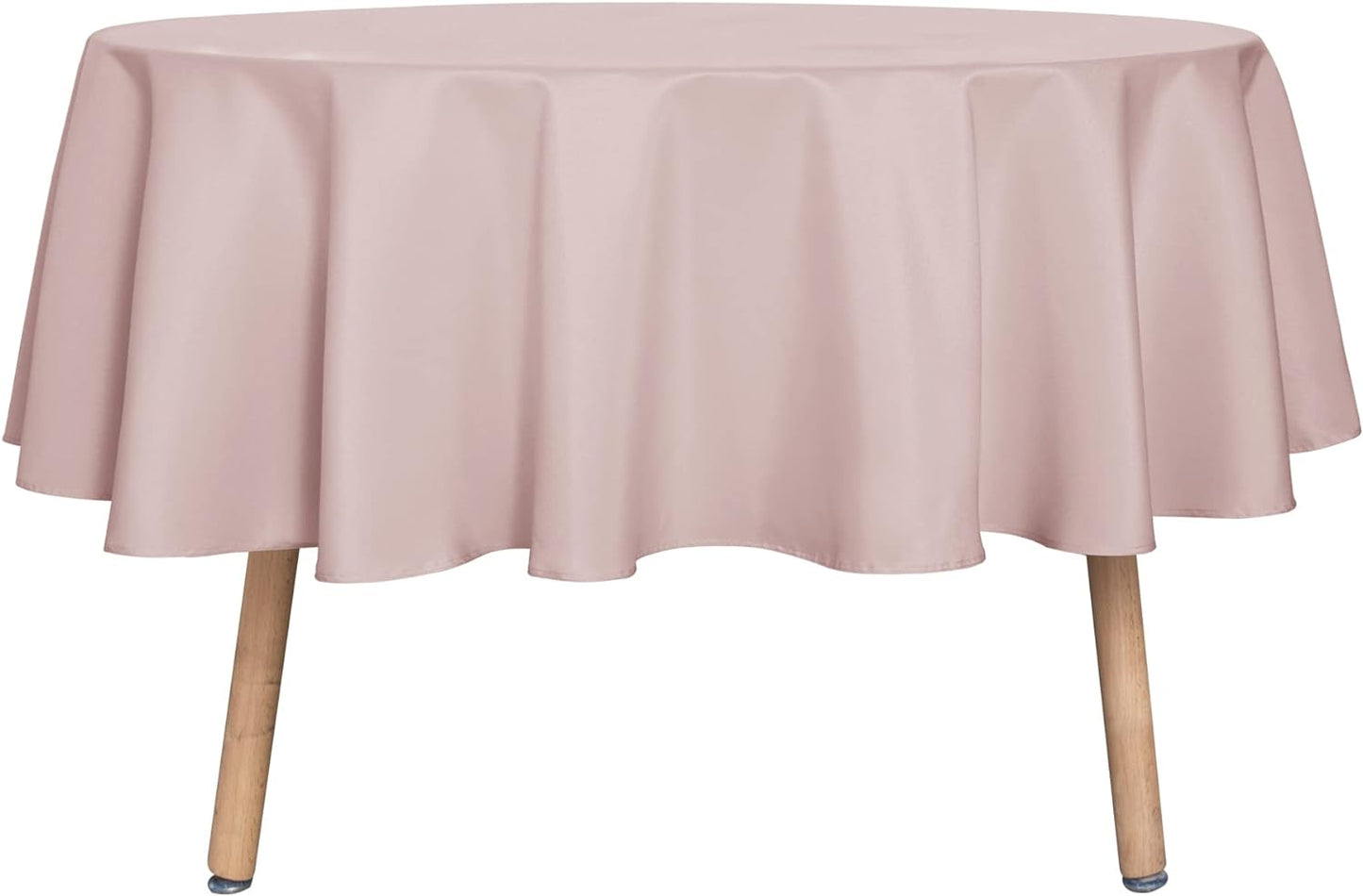 sancua Round Tablecloth - 80 Inch - Water Resistant Spill Proof Washable Polyester Table Cloth Decorative Fabric Table Cover for Dining Tables, Buffet Parties and Camping, Blush