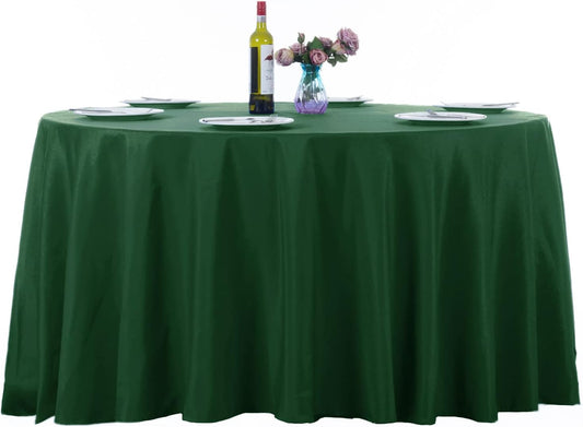 Ascoza 2pack 120 Inch Hunter Round Tablecloth in Washable Polyester Fabric for Wedding/Banquet/Restaurant/Parties