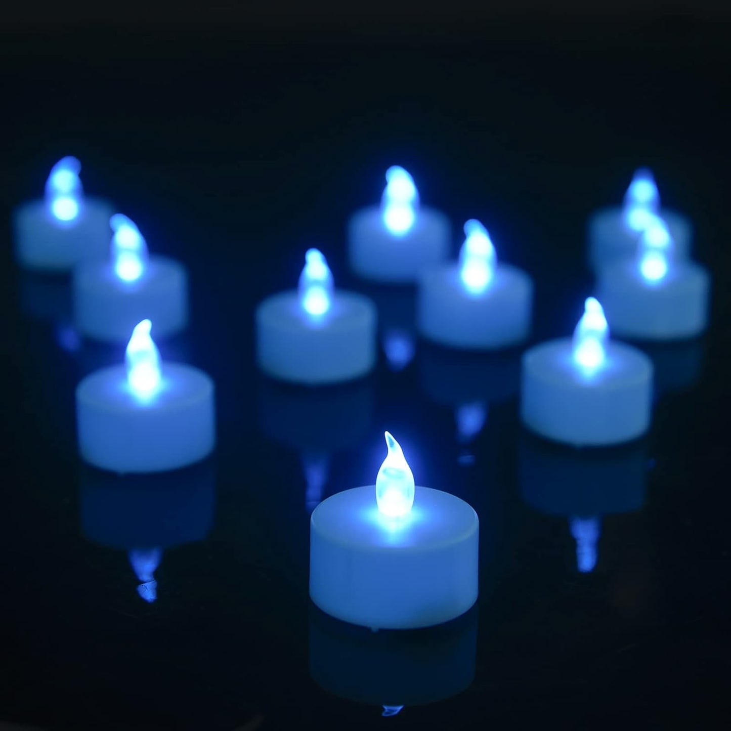 LED Tea Lights Candles- 50PACK Blue Flameless Candles Realistic and Bright Flickering Long Lasting 200Hours for Holiday Celebration,Party,Home Decoration,Battery Operated