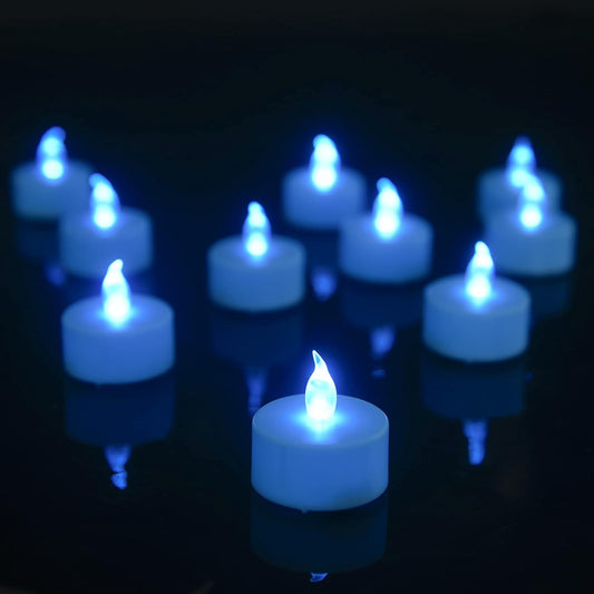 LED Tea Lights Candles- 24PACK Blue Flameless Candles Realistic and Bright Flickering Long Lasting 200Hours for Holiday Celebration,Party, Home Decoration,Battery Operated