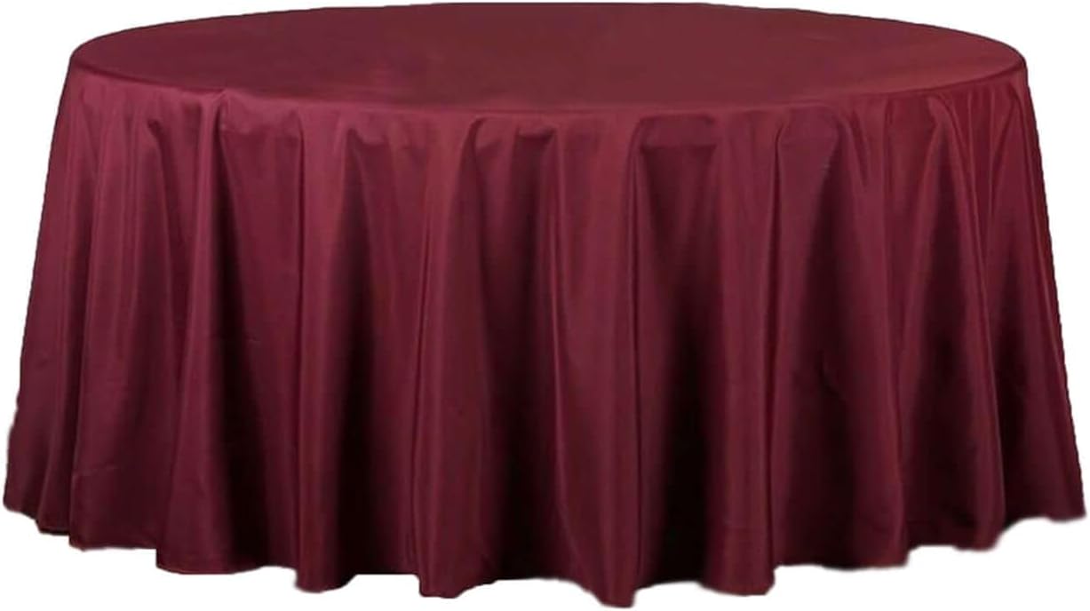 Efavormart Round Tablecloth, 120 Inch Stain & Wrinkle Resistant Washable Table Cloth, Decorative Polyester Fabric Table Cover for Banquet, Wedding, Dining - Burgundy